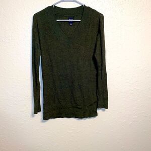 Gap Women's Solid Moss Green Lightweight Cotton Knit Pullover Sweater XS